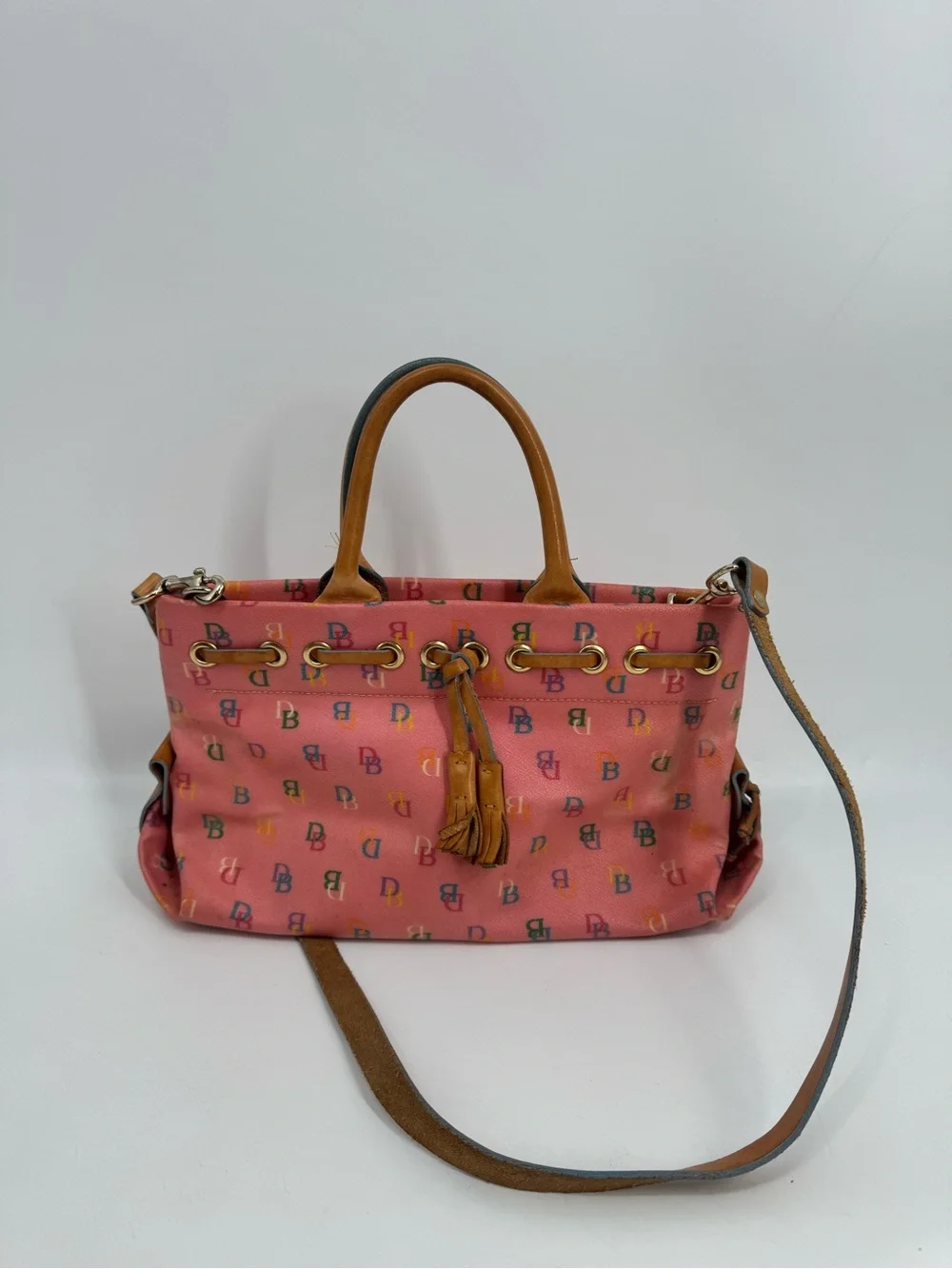 Vintage Dooney & Bourke Womens Monogram Handbag Satchel Crossbody CB Purse